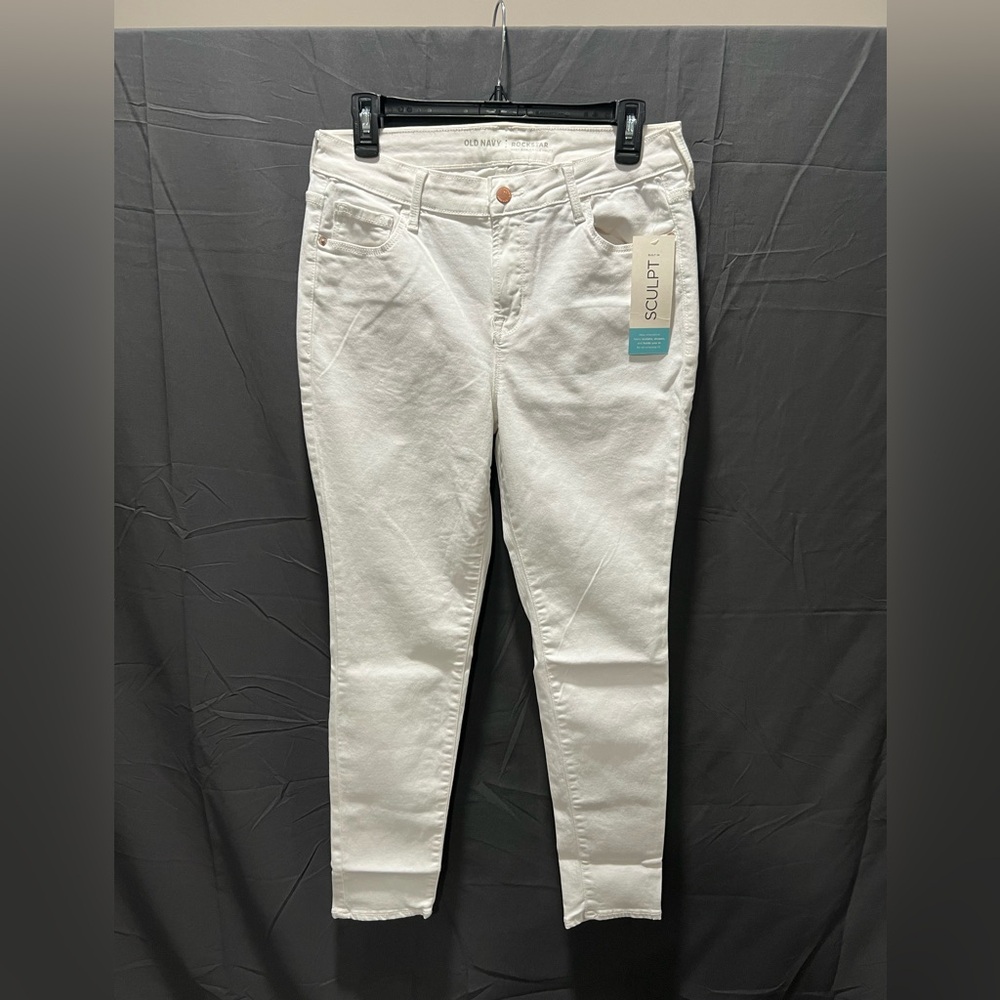 Old Navy Womens Rockstar Super Skinny Jeans Size 12 petite High-Rise White